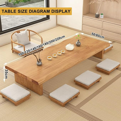 180cm Japanese Floor Table -Vintage Solid Wooden Tatami Table, Low Rectangular - Image 2