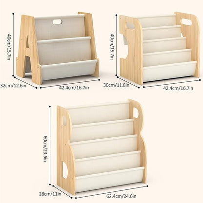 XiaZ Kids Bookshelf Wooden Montessori Toddler Bookshelf Solid Pine A-Frame - Image 9