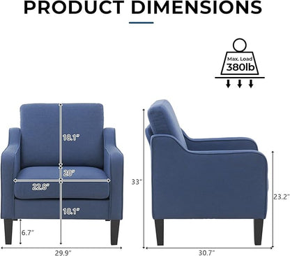 VINGLI Modern Accent Chairs Set of 2, Upholstered Sofa Chair Reading Chair - Image 2