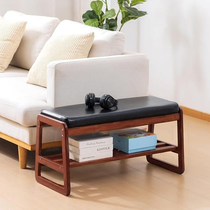 SOBIBO Solid Wood Shoe Bench, 2-Tier Wooden Entryway Bench, Modern Shoe Rack - Image 6