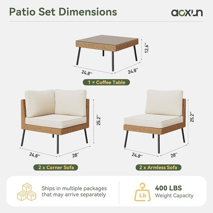 Aoxun Patio Furniture Set, 5 Piece Outdoor Sectional Sofas - Image 7