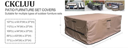 Patio Furniture Set Cover Waterproof Rectangular Heavy Duty 600D Outdoor - Image 7