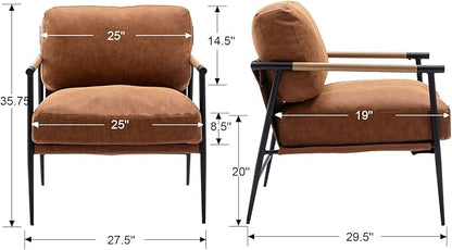Ya-Home Mid-Century Accent Chair Set of 2, Soft Armchair PU Leather Lounge Chair - Image 3