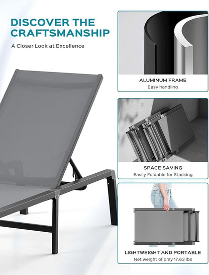 Ciokea Patio Chaise Lounge Chair, Foldable Lounge Chair - Image 4