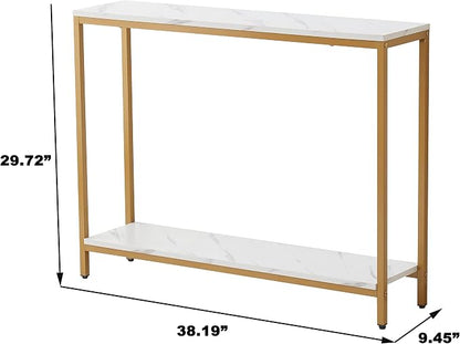 loglus Console Table for Entryway, Faux Marble MDF Indoors Sofa Table - Image 2