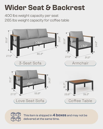 Aluminum Outdoor Patio Furniture Set - Image 8