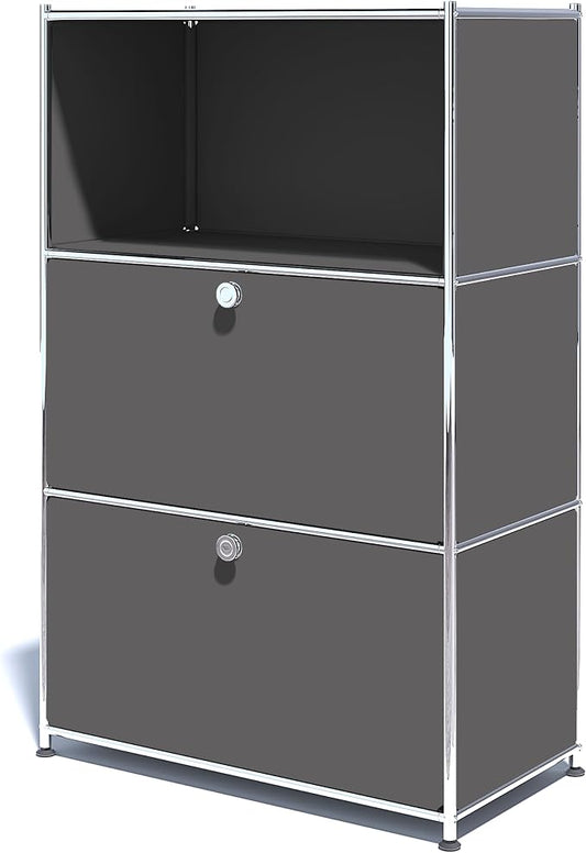 Metal Shelf with 2 Flap Doors, Large Capacity Cabinet, DIY Modern Home by SIMPLINK