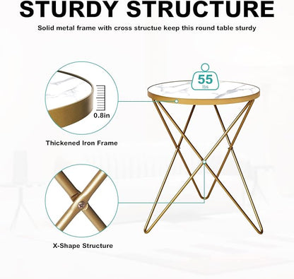 HLR Modern Round Side Table Set of 2, End Table - Image 7