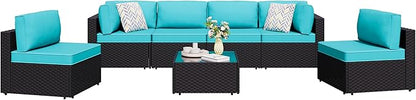 Shintenchi 7 Pieces Outdoor Patio Sectional Sofa Couch, PE Wicker Furniture by Shintenchi%7CFurnitureMadeforRealLife
