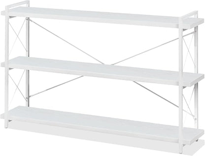 HCHQHS Bookshelf, 3-Tier Long Industrial Bookcase, Freestanding Horizontal by HCHQHS