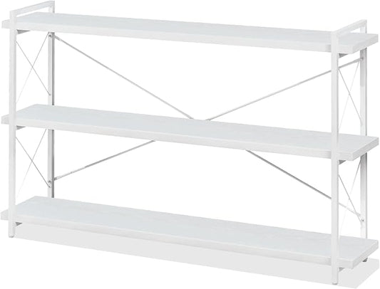 HCHQHS Bookshelf, 3-Tier Long Industrial Bookcase, Freestanding Horizontal by HCHQHS