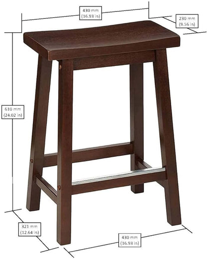 Amazon Basics Solid Wood Saddle-Seat Counter Height Bar Stools - Image 3
