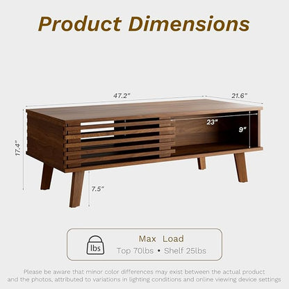 Furniway Mid Century Coffee Table Set, Living Room Table Set of 3 - Image 2