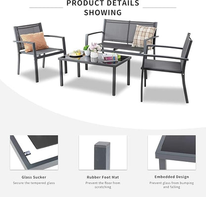 Shintenchi 4 Pieces Patio Furniture Set All Weather Textile Fabric Outdoor - Image 5