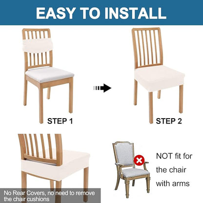 Smiry Waterproof Seat Covers for Dining Room Chairs Set of 6, Stretch Jacquard - Image 5