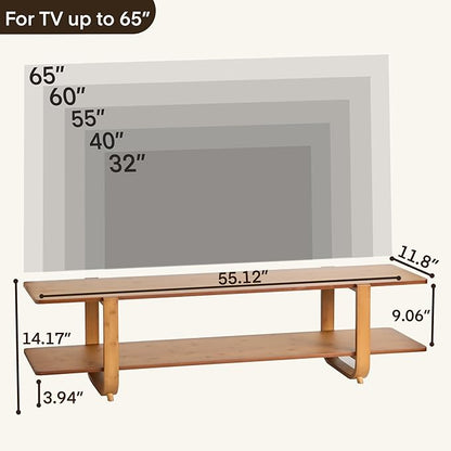 Bamboo TV Stand for TVs up to 65", Media TV Console Table - Image 2
