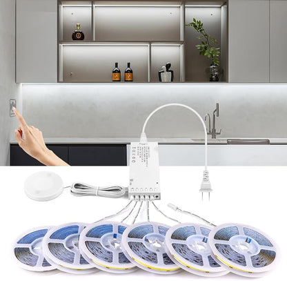 AIMENGTE Cabinet Light 12V COB LED Strip Lights, 6-in-1 Penetrable Touch Dimming - Image 2