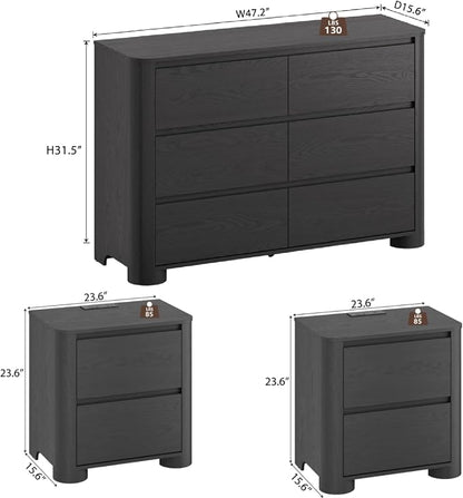 YANSNWO Modern Minimalist Dresser and Nightstand Sets 3 Piece Bedroom Set - Image 3