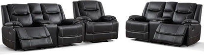 ANJ Premium Genuine Manual Reclining Sofa Set, Included Single Recliner Chair - Image 9