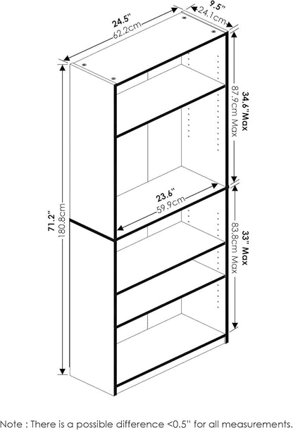 Furinno Jaya Book Shelf, 5-Tier Bookshelf, Bookcase - Image 6