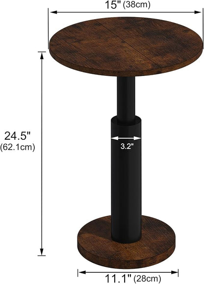 LAATOOREE Round Side Tables Set of 2, Pedestal Drink Table, Spacious Top - Image 3