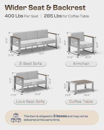 Aluminum Outdoor Furniture Set, 4 Seats Outdoor Patio Conversation Sets - Image 6