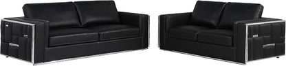 Blackjack Furniture Catania Modern Top Grain Italian Leather Sofa Set by BlackjackFurniture