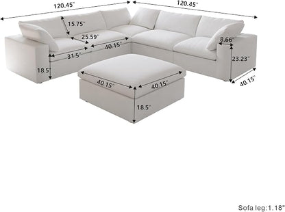 JACH V Shape Cloud Couches for Living Room, Modular Convertible Sectional Sofa - Image 2