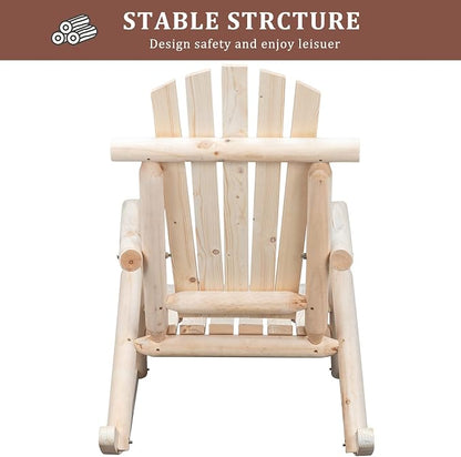 Outvita Wooden Rocking Chair Set of 2, Fir Log Adirondack Rocker, Outdoor Wood - Image 7
