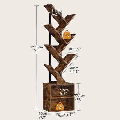 RALGEND Tree Bookshelf, 6 Tier Bookcase - Image 3