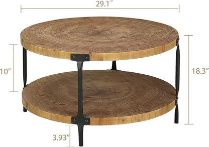 Awescuti Round Boho Wood Coffee Table - Image 3