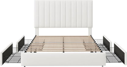 Allewie Queen Size Storage Bed Frame, Vertical Channel Tufted Adjustable - Image 8