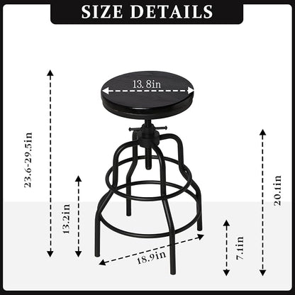 LOKKHAN Vintage Industrial Bar Stool-Rustic Swivel Bar Stool-Round Walnut Wood - Image 3