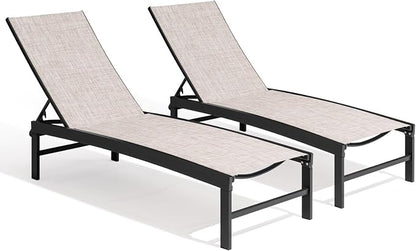 Crestlive Products Chaise Lounge Chair Outdoor Set of 2, Adjustable 5 Positions by CrestliveProducts