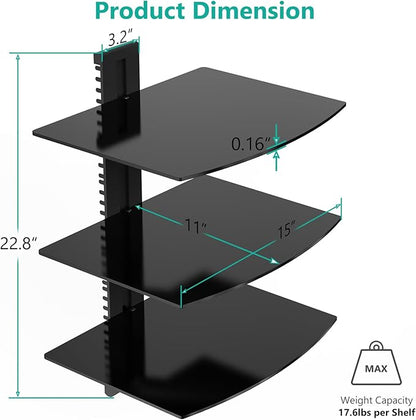 WALI Floating TV Shelf, 3 Tier Glass Projector Shelf - Image 3