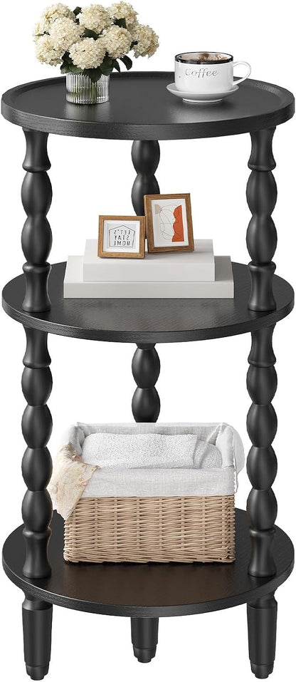 HOOBRO Round Side Table for Small Space, 3-Tier Small Round End Table by HOOBRO