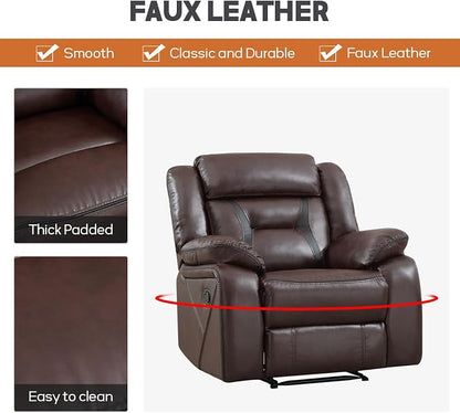 EBELLO Faux Leather Recliner Sofa Furniture Set - Image 5