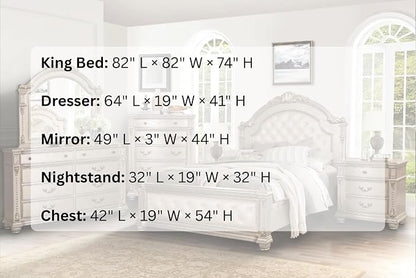 First of a Kind Evelyn Traditional 5 Piece King Bedroom Set - Image 7