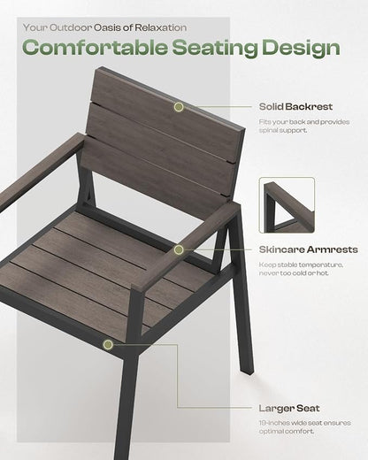 Outdoor Patio Dining Chairs Set of 2, 350LBS Capacity Aluminum Patio Dining - Image 3