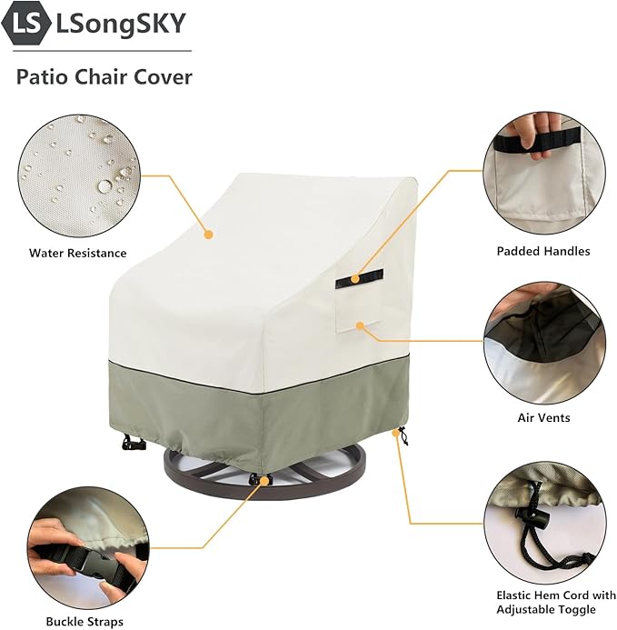 Outdoor Swivel Lounge Chair Cover 2 Pack, 100% Waterproof Heavy Duty Outdoor - Image 4