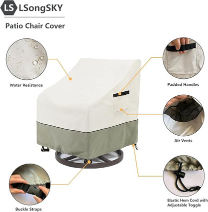 Outdoor Swivel Lounge Chair Cover 2 Pack, Waterproof Heavy Duty Outdoor Chair - Image 4