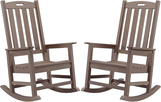 Psilvam Oversized Outdoor Rocking Chair Set of 2, Porch Rocker by PsilvamGardenFurniture
