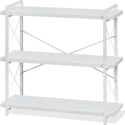 HCHQHS Bookshelf, 3-Tier Industrial Bookcase, Freestanding Horizontal by HCHQHS