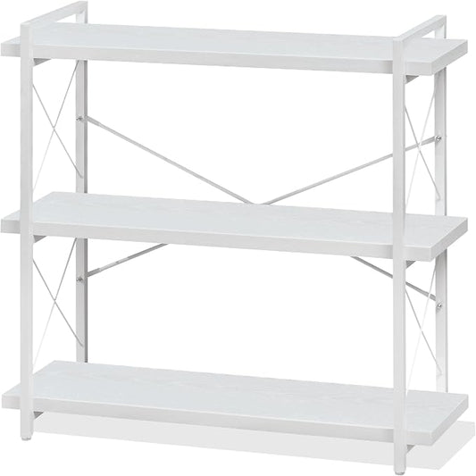 HCHQHS Bookshelf, 3-Tier Industrial Bookcase, Freestanding Horizontal by HCHQHS