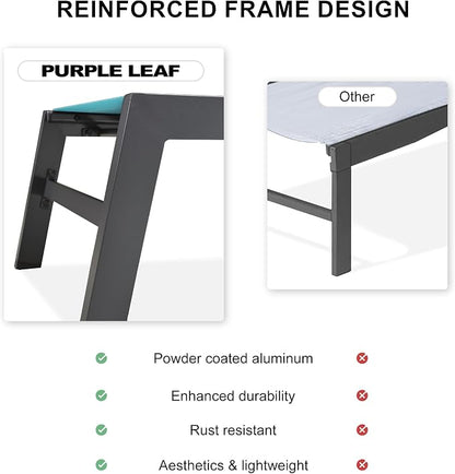 PURPLE LEAF Outdoor Chaise Lounge Set of 2 Aluminum Patio Lounge Chair - Image 7