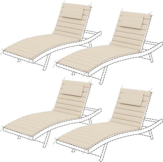 Sundale Outdoor Olefin Quilted Lounge Cushion Set of 4, Patio Foldable Chaise by SundaleOutdoor