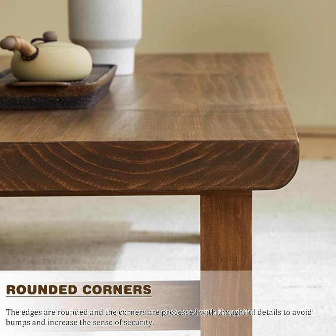 Japanese Zen Solid Wood Coffee Table - Image 7