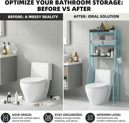 GloTika 3-Tier Over Toilet Storage - 150lb Total Capacity Metal Bathroom - Image 7