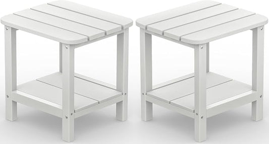 SERWALL Double Adirondack Side Table Set of 2, End Table- White by SERWALL