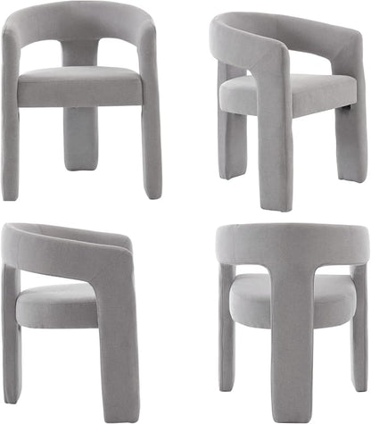 Modern Chenille Dining Chairs Set of 4, Upholstered Barrel Chairs - Image 9